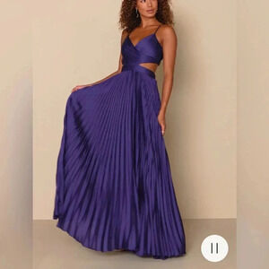 Lulus Pleated Cutout Maxi Dress Wedding Prom Formal Glam Formal Event M